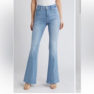 Good American good legs split back pocket flare leg Denim Jeans